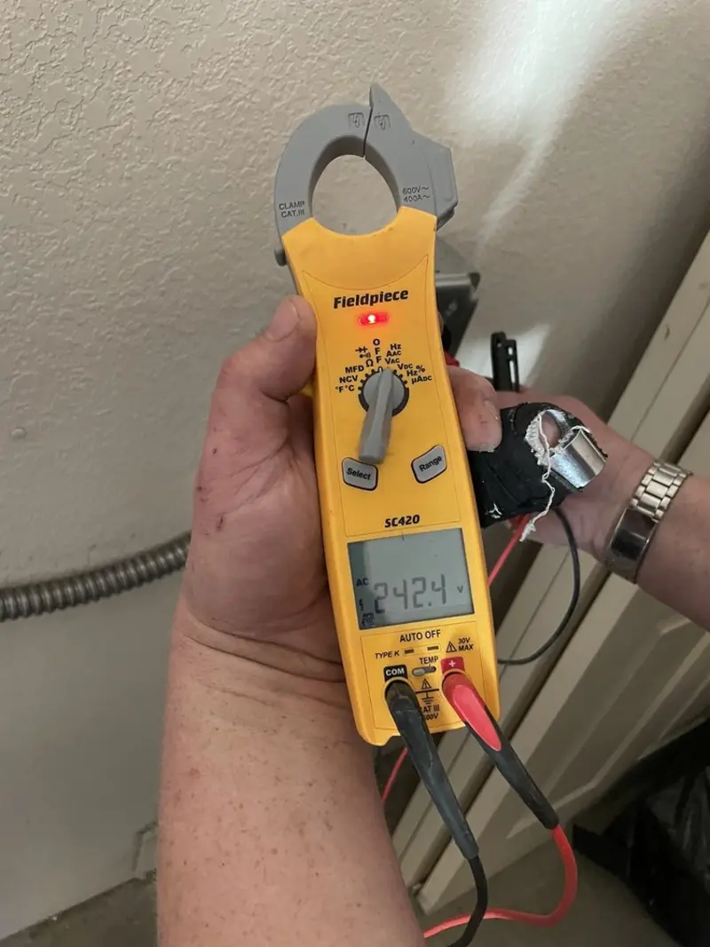 Voltage testing with clamp meter during Hot Tub / Pool Electrical Wiring in North Bergen